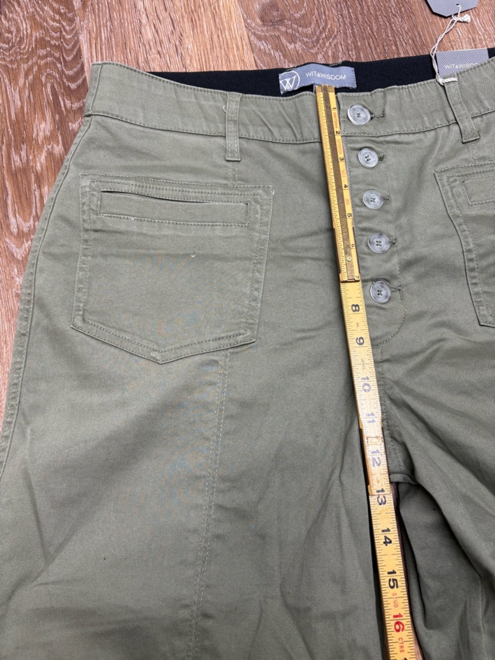 Wit & Wisdom Olive Button-Front Wide Leg Pants - Picture 7 of 8